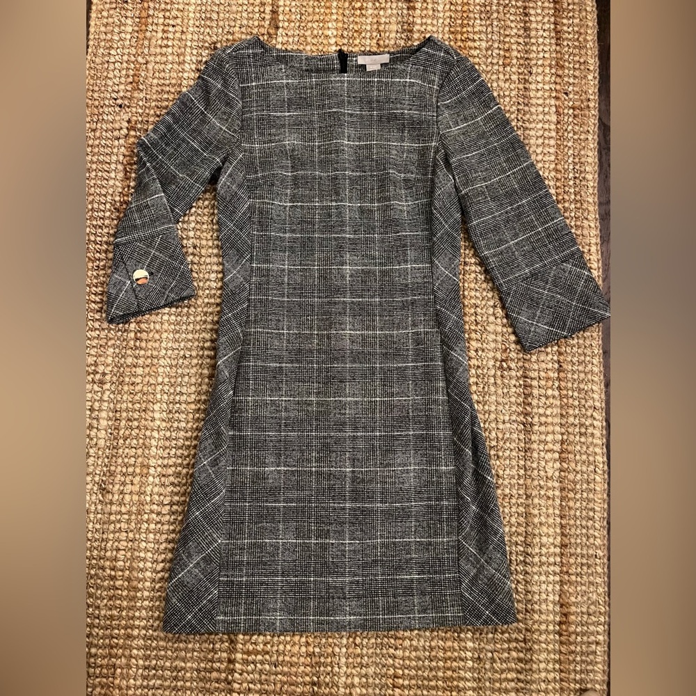Elegant Gray Plaid Women's Dress